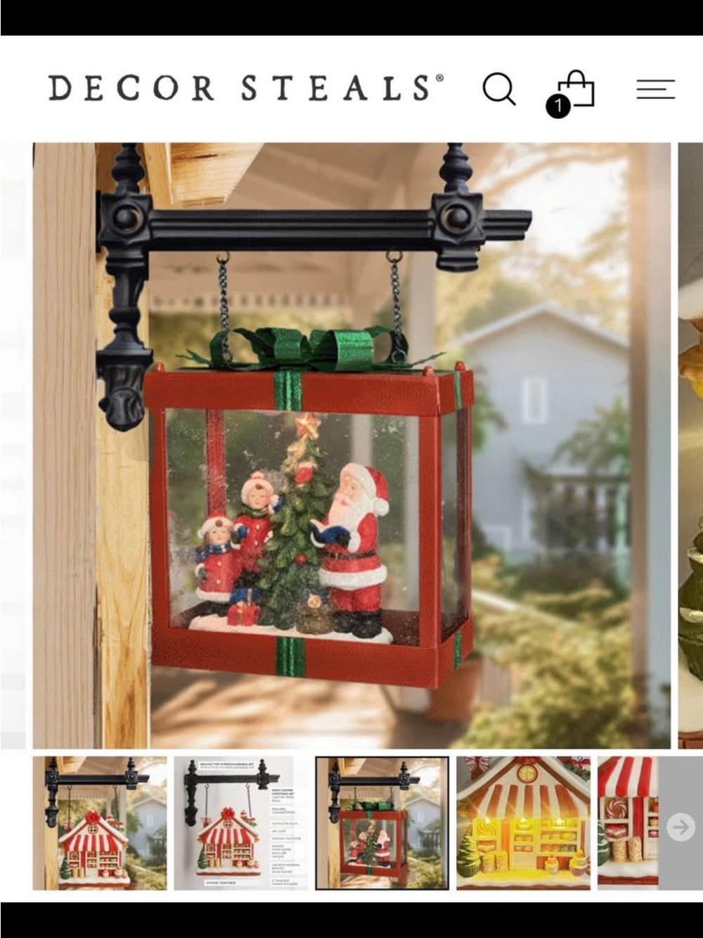 Red & Green Hanging Santa Lantern Holiday Decor